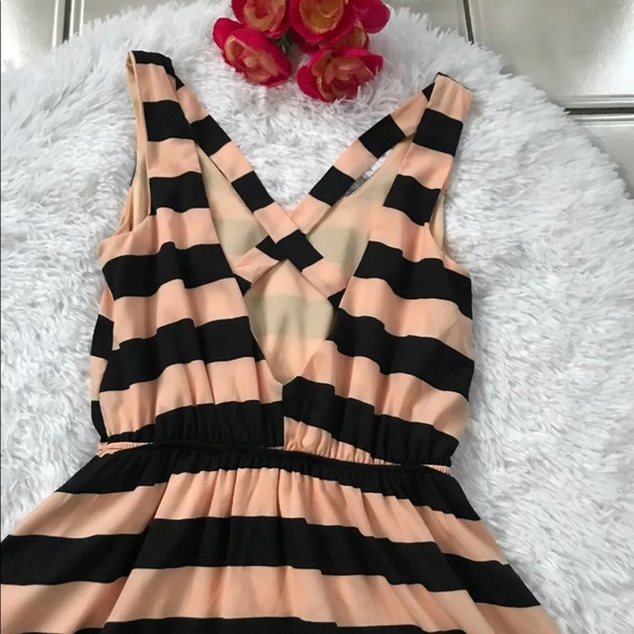 WINDSOR SKATER DRESS STRIPED BLACK/CORAL S - Picture 6 of 8